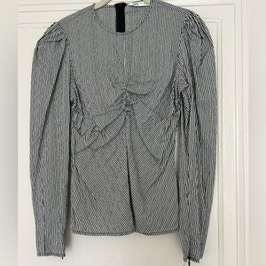 Zara striped puff sleeve blouse